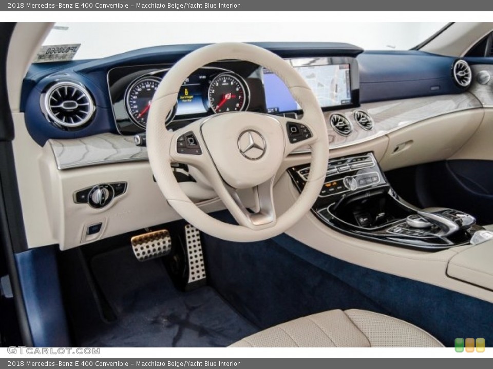 Macchiato Beige/Yacht Blue Interior Dashboard for the 2018 Mercedes-Benz E 400 Convertible #123936583