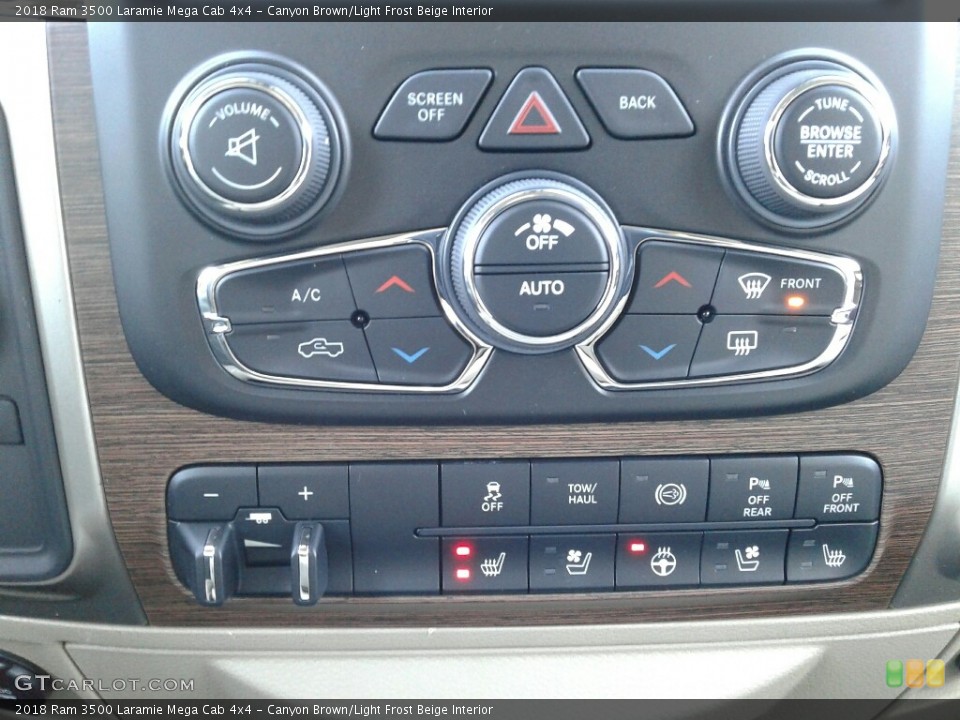 Canyon Brown/Light Frost Beige Interior Controls for the 2018 Ram 3500 Laramie Mega Cab 4x4 #123955827