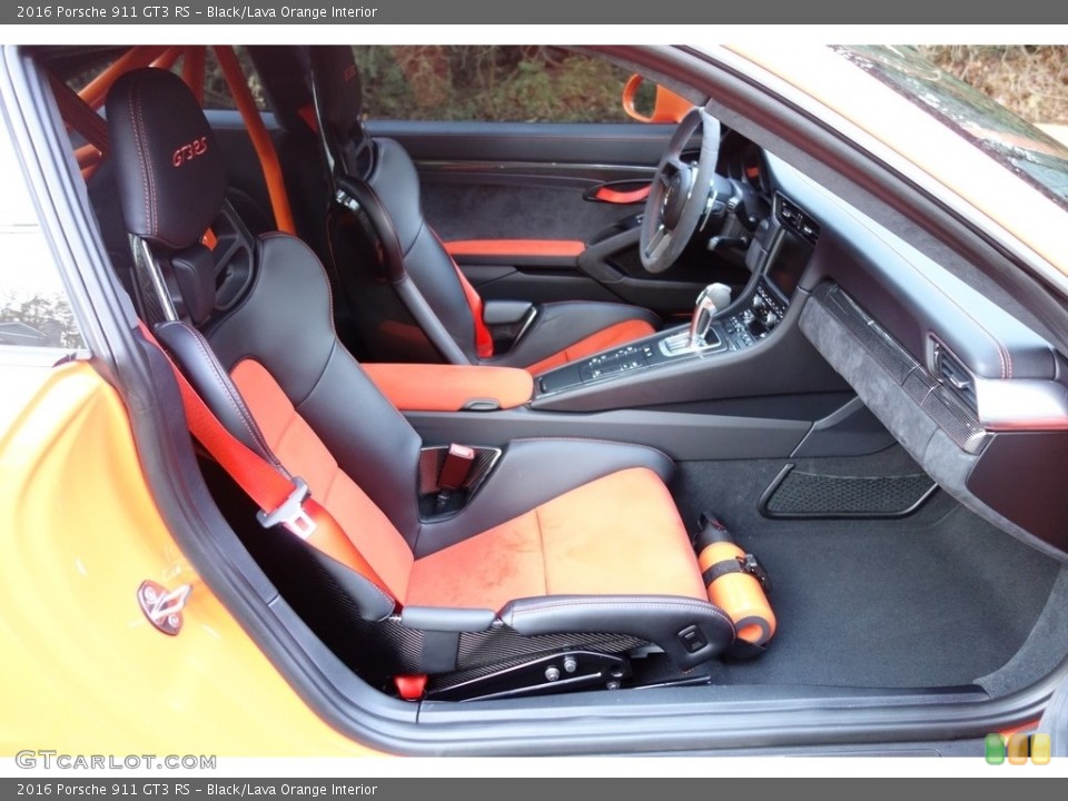 Black/Lava Orange Interior Front Seat for the 2016 Porsche 911 GT3 RS #123994798