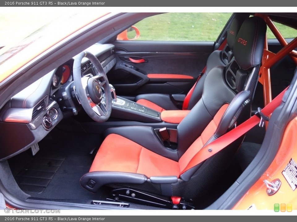 Black/Lava Orange Interior Front Seat for the 2016 Porsche 911 GT3 RS #123994864