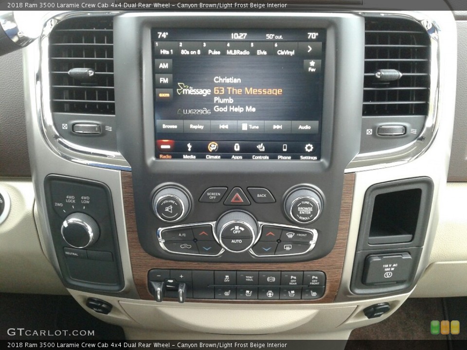 Canyon Brown/Light Frost Beige Interior Controls for the 2018 Ram 3500 Laramie Crew Cab 4x4 Dual Rear Wheel #124018534