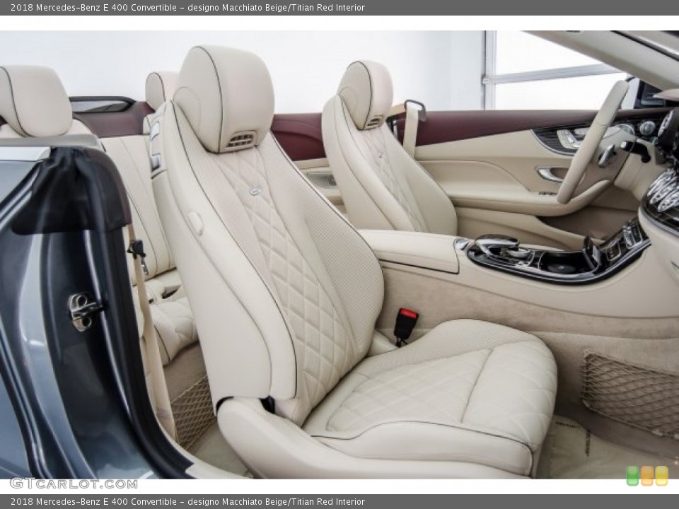 designo Macchiato Beige/Titian Red Interior Photo for the 2018 Mercedes-Benz E 400 Convertible #124045144