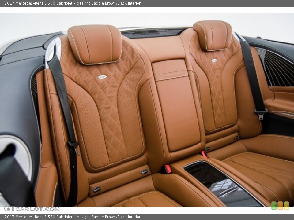 designo Saddle Brown/Black Interior Rear Seat for the 2017 Mercedes-Benz S 550 Cabriolet #124108060