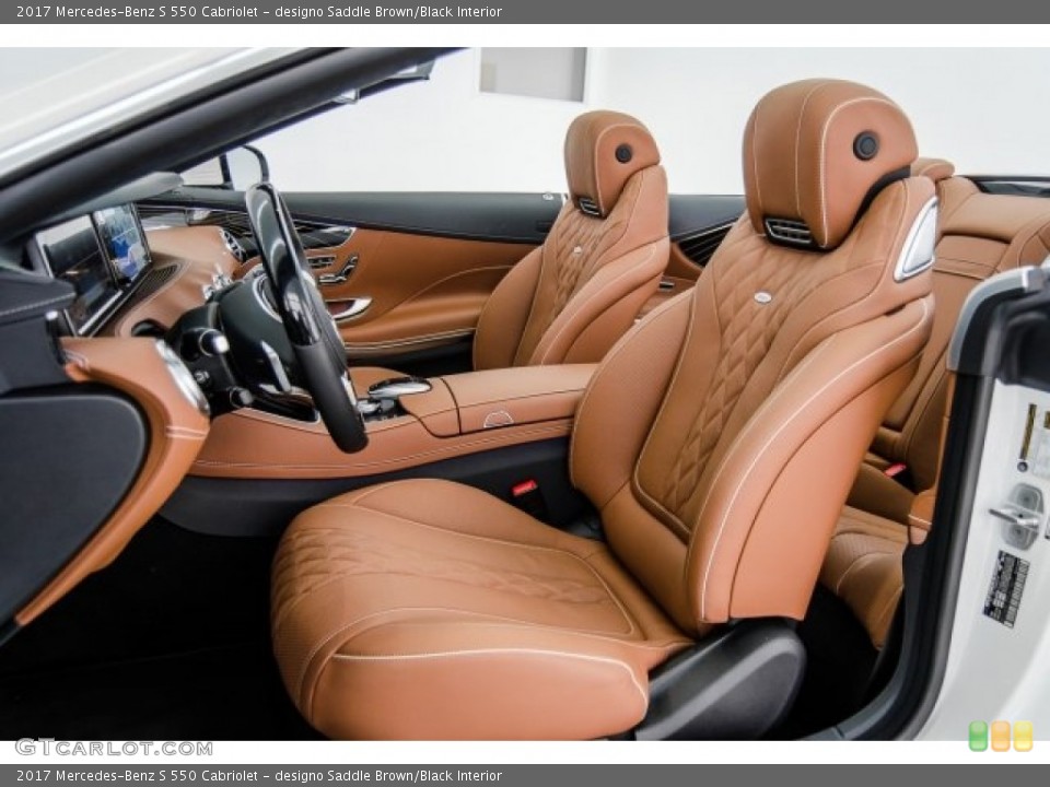 designo Saddle Brown/Black Interior Front Seat for the 2017 Mercedes-Benz S 550 Cabriolet #124108108