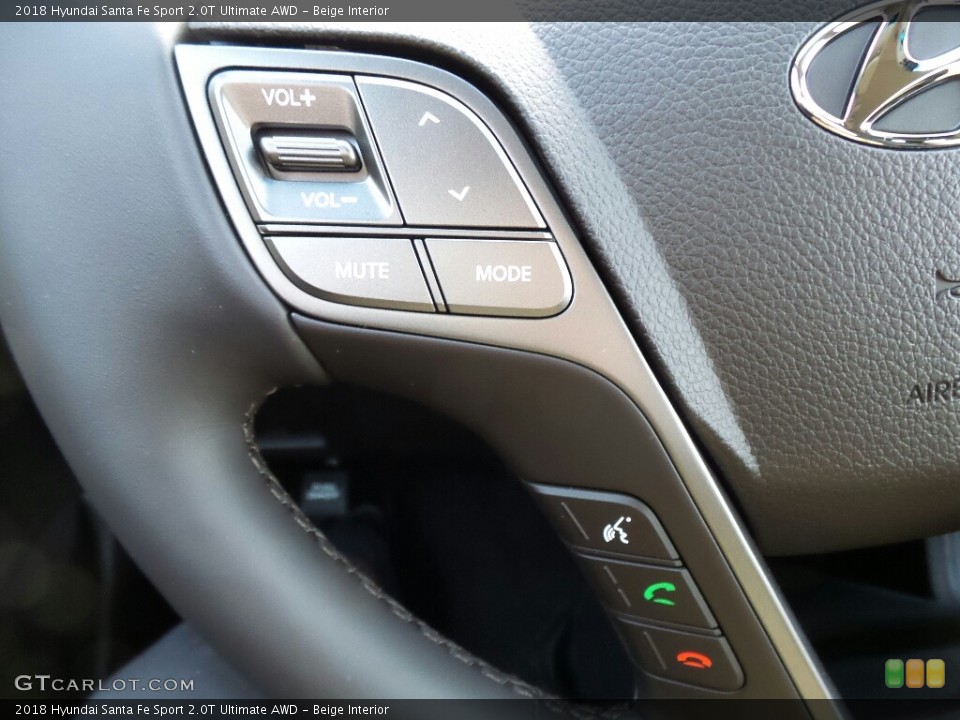 Beige Interior Controls for the 2018 Hyundai Santa Fe Sport 2.0T Ultimate AWD #124121749