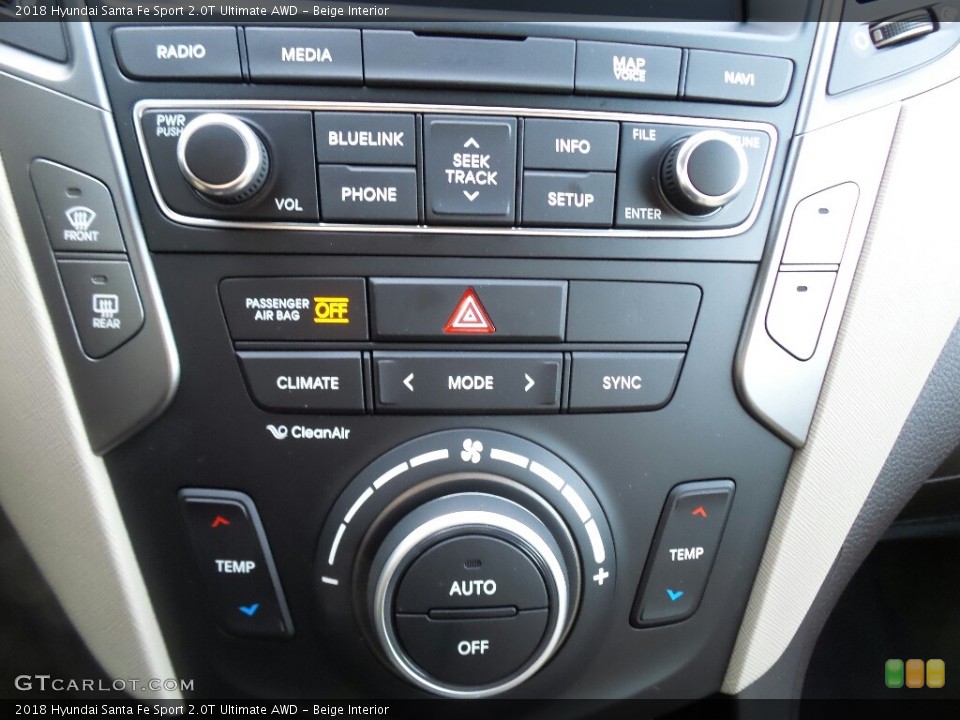 Beige Interior Controls for the 2018 Hyundai Santa Fe Sport 2.0T Ultimate AWD #124122052