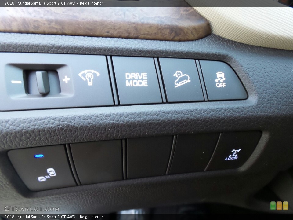 Beige Interior Controls for the 2018 Hyundai Santa Fe Sport 2.0T AWD #124122625