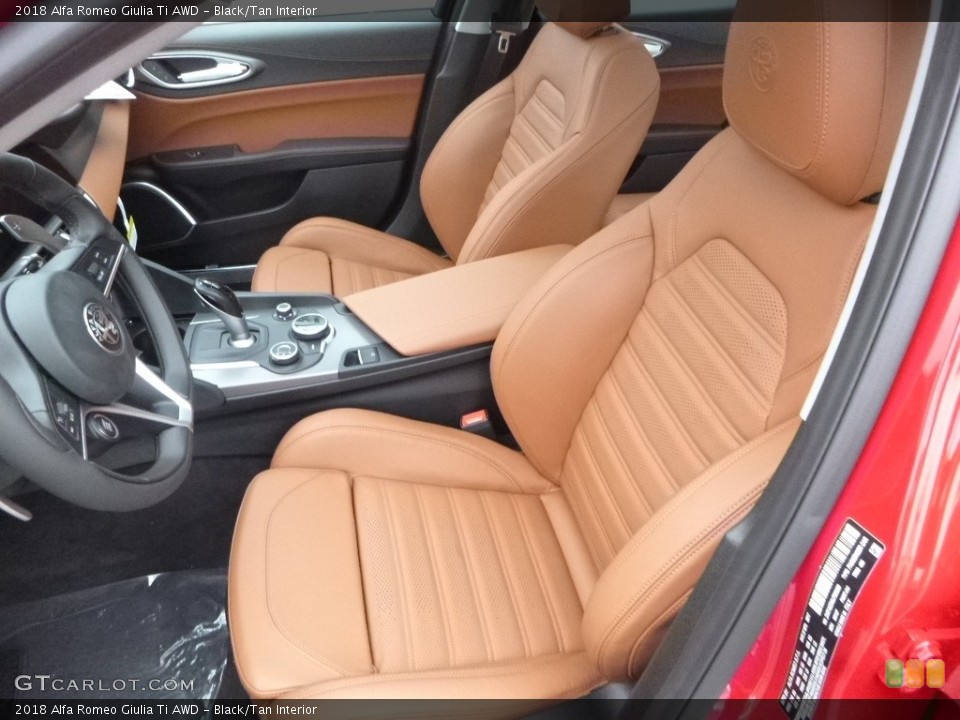 Black/Tan Interior Front Seat for the 2018 Alfa Romeo Giulia Ti AWD #124155425