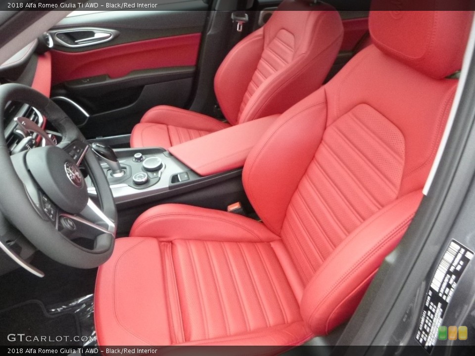 Black/Red Interior Front Seat for the 2018 Alfa Romeo Giulia Ti AWD #124157582