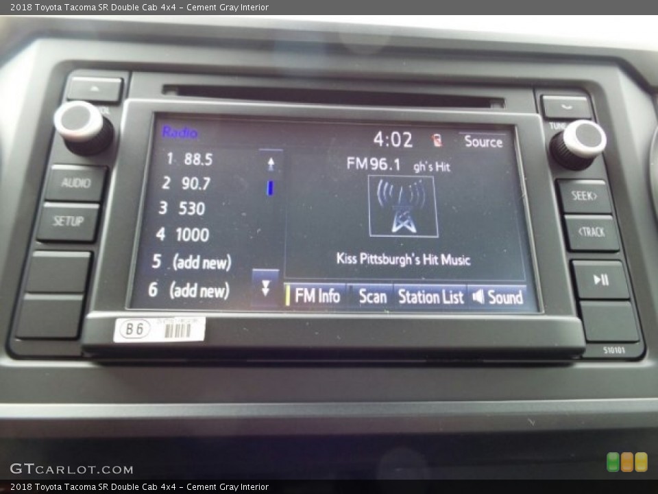 Cement Gray Interior Controls for the 2018 Toyota Tacoma SR Double Cab 4x4 #124245479
