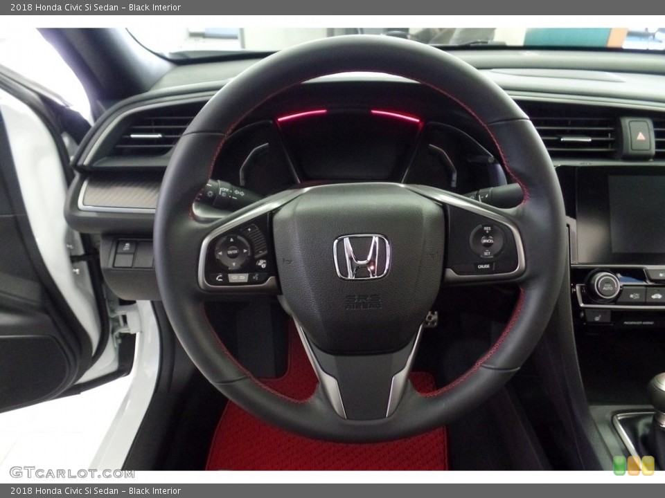Black Interior Steering Wheel for the 2018 Honda Civic Si Sedan #124275966
