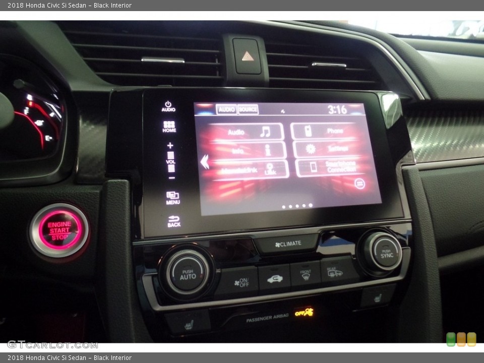 Black Interior Controls for the 2018 Honda Civic Si Sedan #124276020