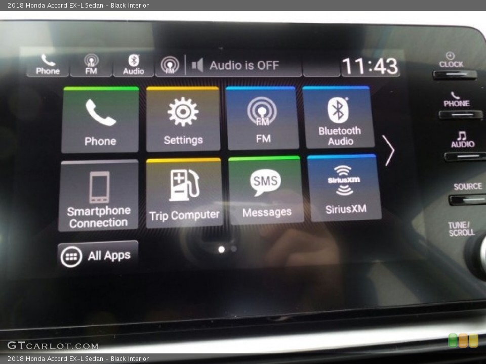 Black Interior Controls for the 2018 Honda Accord EX-L Sedan #124282788
