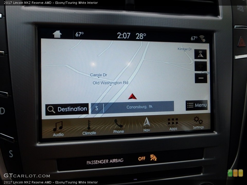Ebony/Touring White Interior Navigation for the 2017 Lincoln MKZ Reserve AWD #124313060
