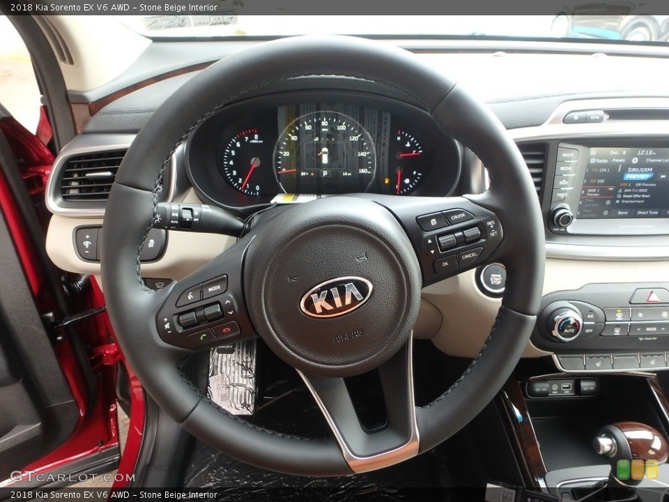 Stone Beige Interior Steering Wheel for the 2018 Kia Sorento EX V6 AWD #124313354
