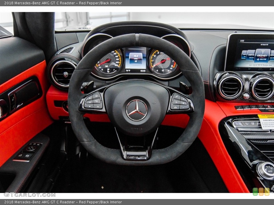 Red Pepper/Black Interior Steering Wheel for the 2018 Mercedes-Benz AMG GT C Roadster #124370124