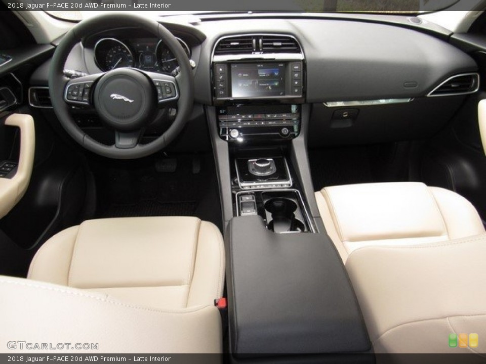 Latte Interior Dashboard for the 2018 Jaguar F-PACE 20d AWD Premium #124410512