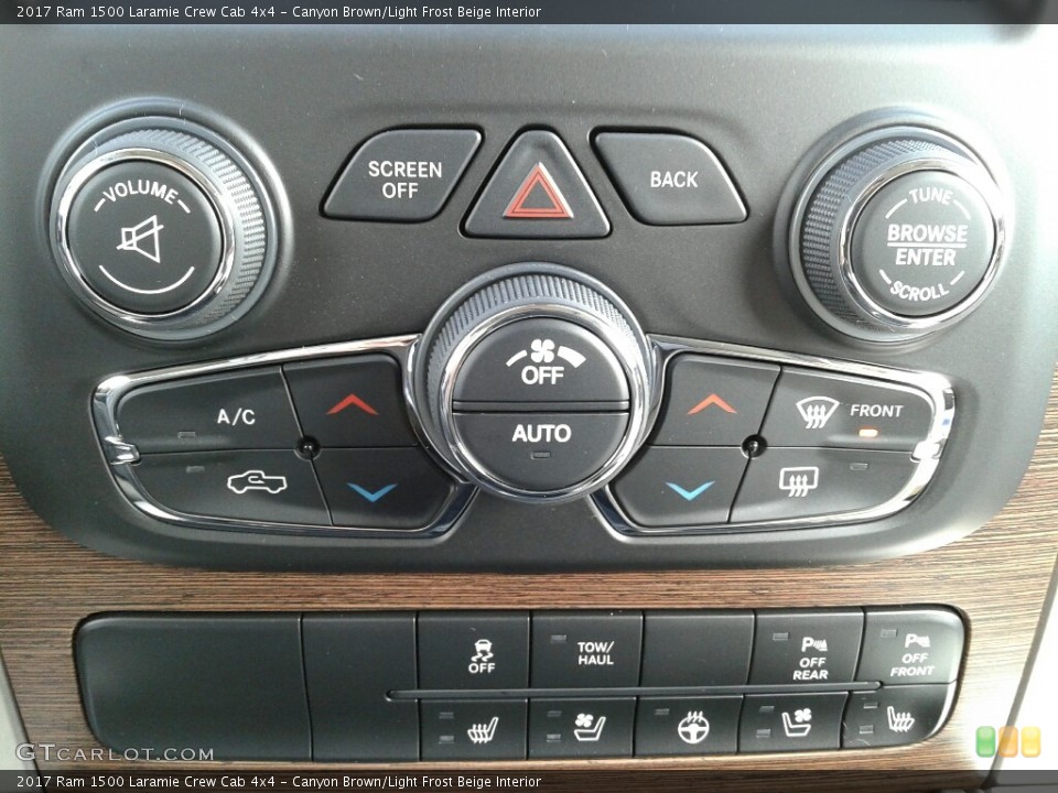 Canyon Brown/Light Frost Beige Interior Controls for the 2017 Ram 1500 Laramie Crew Cab 4x4 #124426165