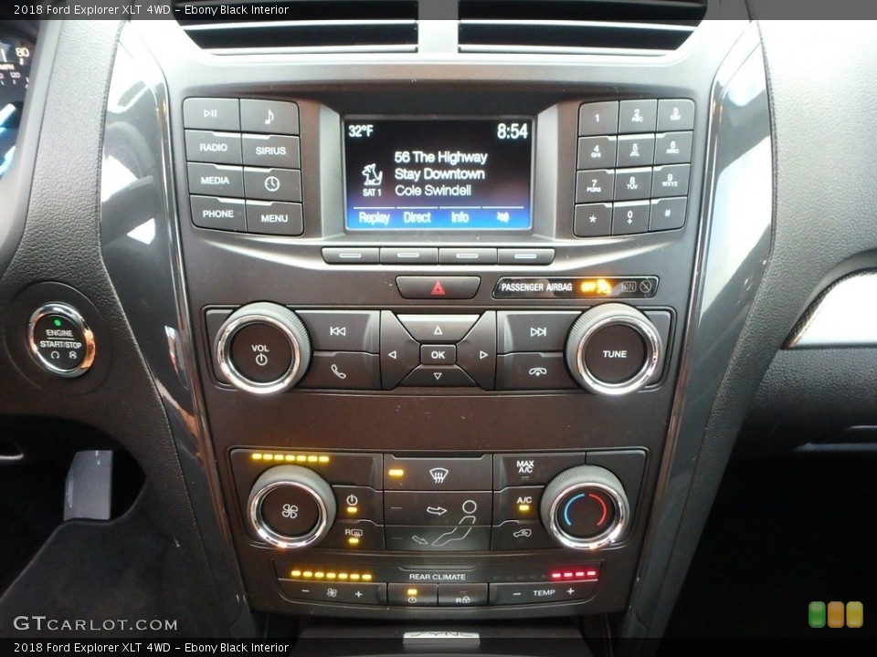 Ebony Black Interior Controls for the 2018 Ford Explorer XLT 4WD #124516614