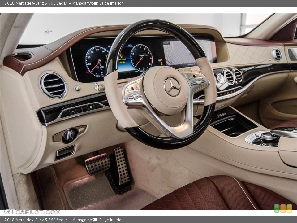Mahogany/Silk Beige Interior Steering Wheel for the 2018 Mercedes-Benz S 560 Sedan #124532071