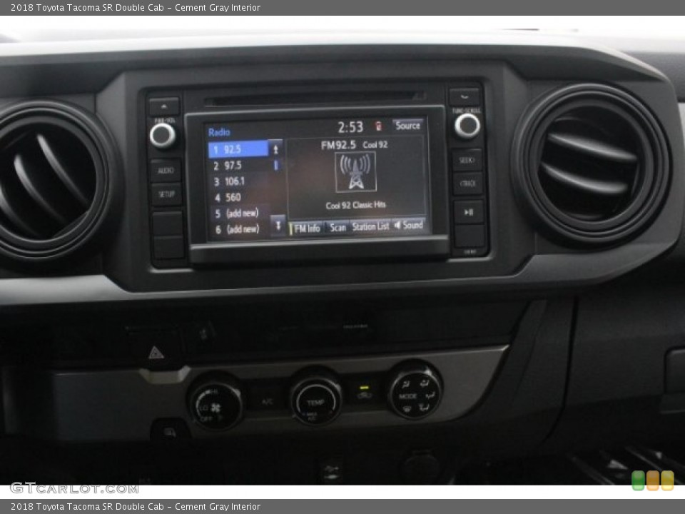 Cement Gray Interior Controls for the 2018 Toyota Tacoma SR Double Cab #124668763