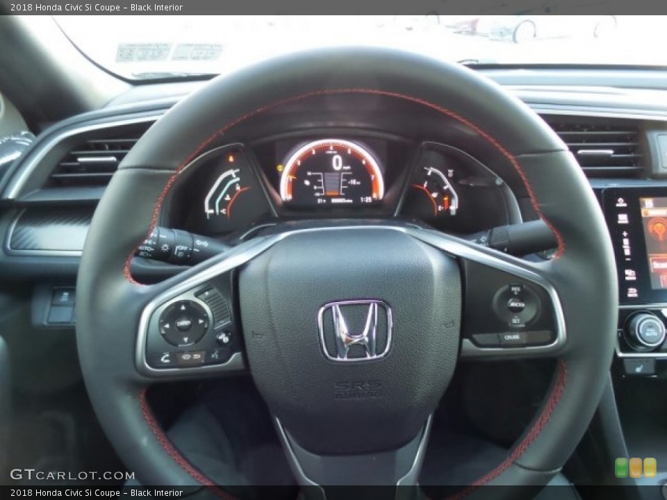 Black Interior Steering Wheel for the 2018 Honda Civic Si Coupe #124690356