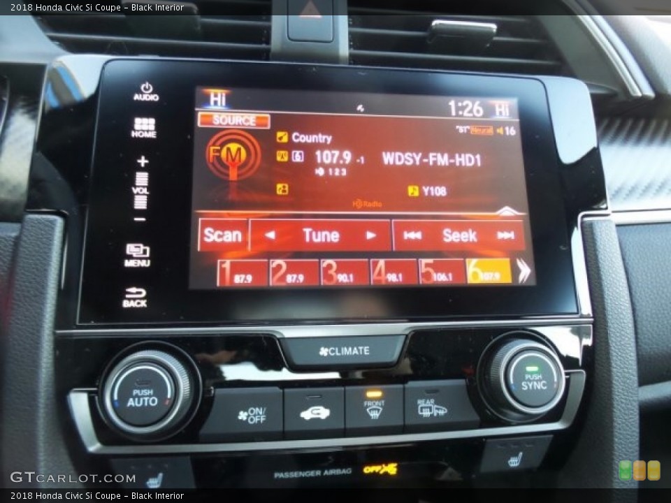 Black Interior Controls for the 2018 Honda Civic Si Coupe #124690371