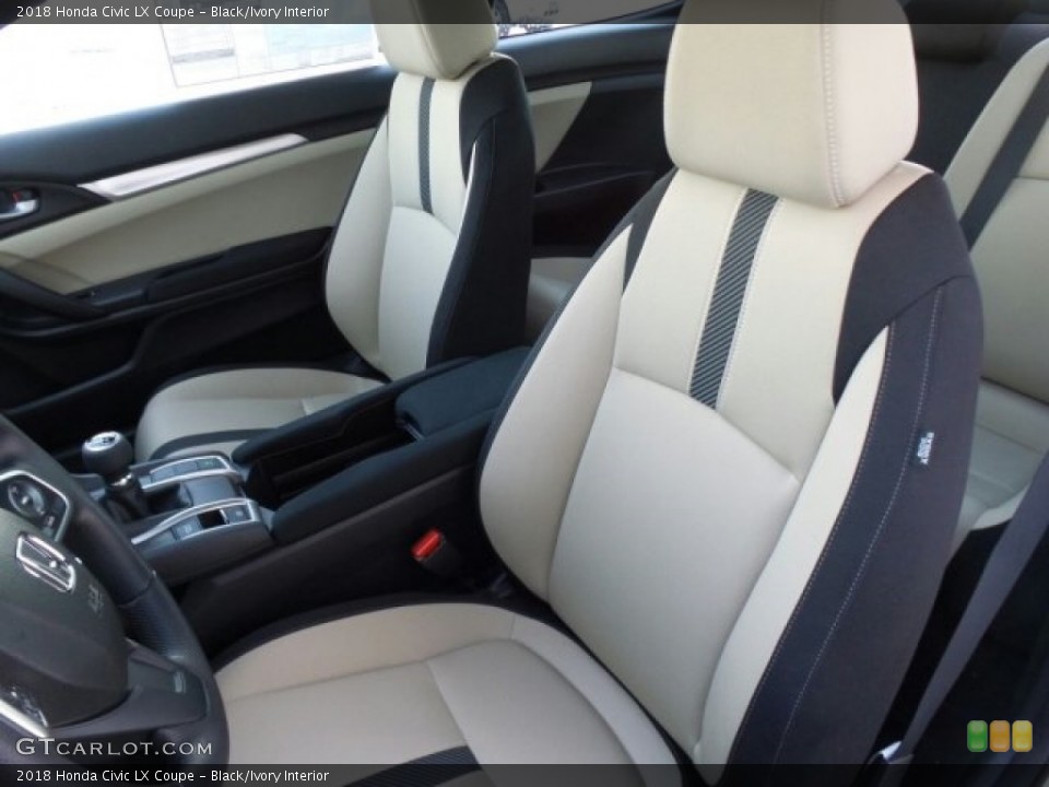 Black/Ivory Interior Front Seat for the 2018 Honda Civic LX Coupe #124690851