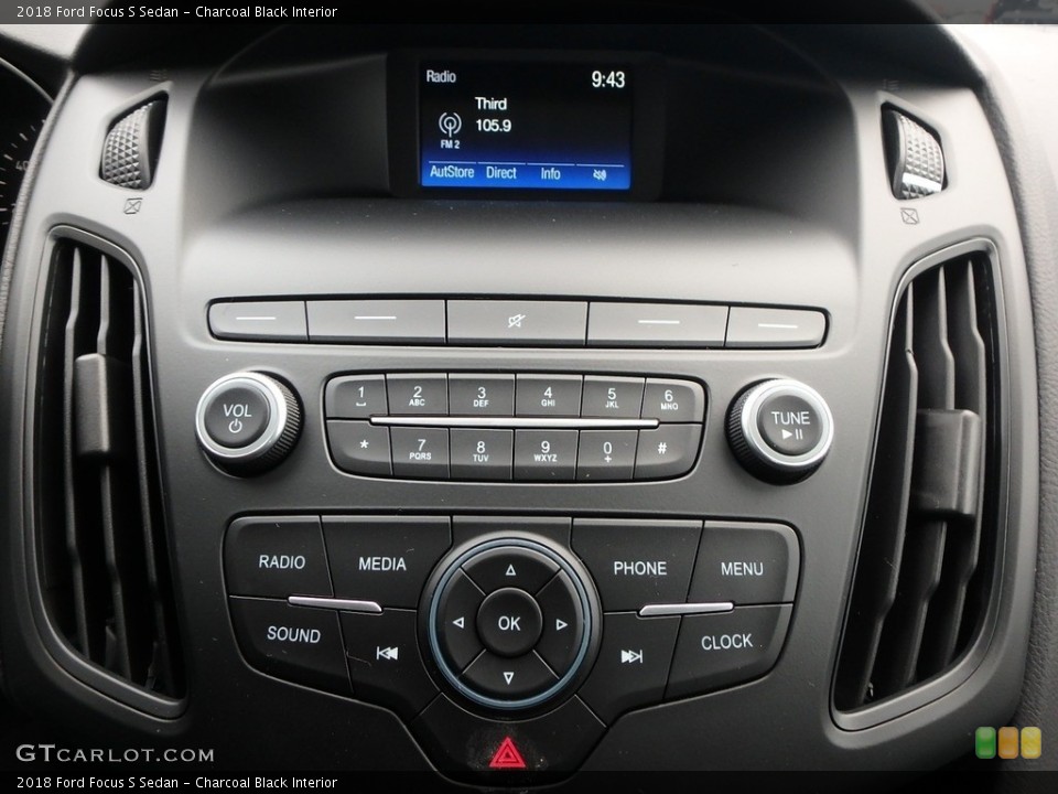 Charcoal Black Interior Controls for the 2018 Ford Focus S Sedan #124693293