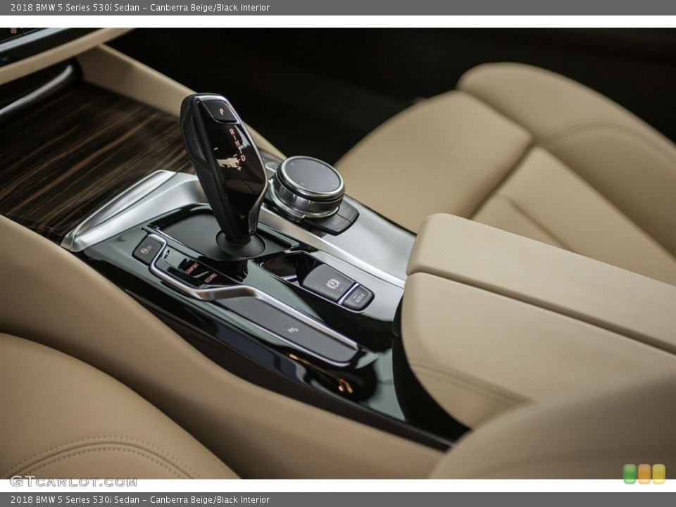 Canberra Beige/Black Interior Transmission for the 2018 BMW 5 Series 530i Sedan #124763342