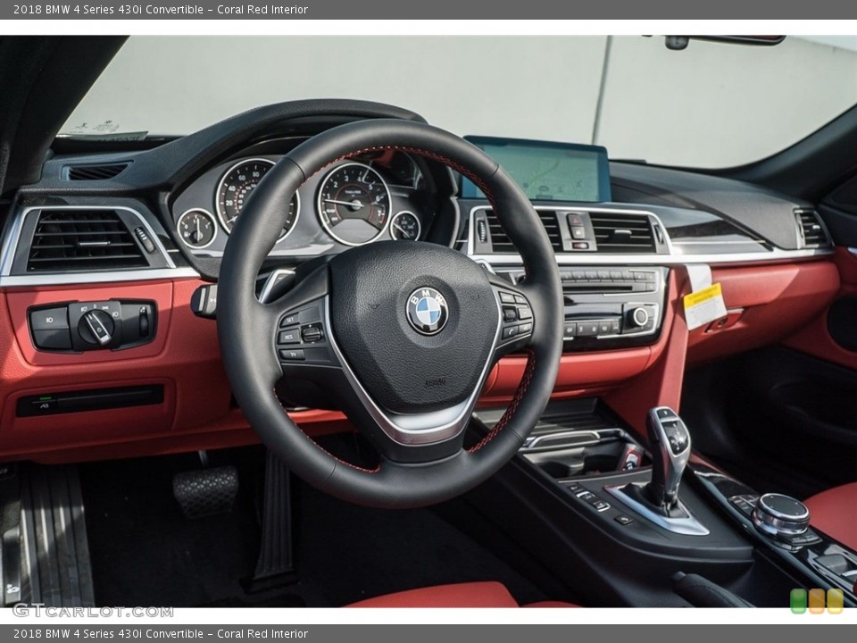 Coral Red Interior Dashboard for the 2018 BMW 4 Series 430i Convertible #124764551
