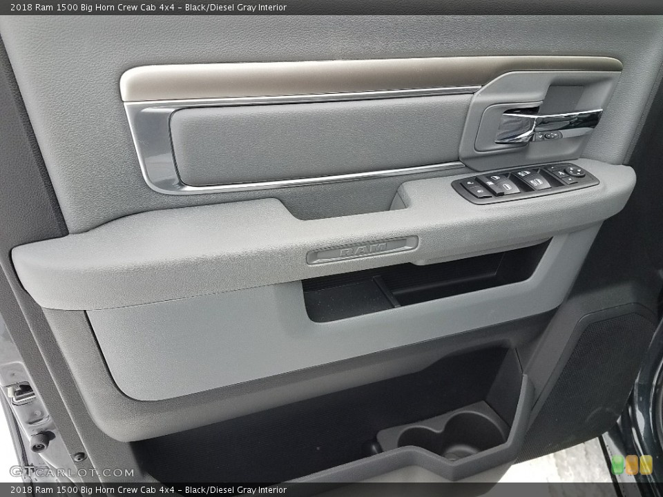 Black/Diesel Gray Interior Door Panel for the 2018 Ram 1500 Big Horn Crew Cab 4x4 #124810008
