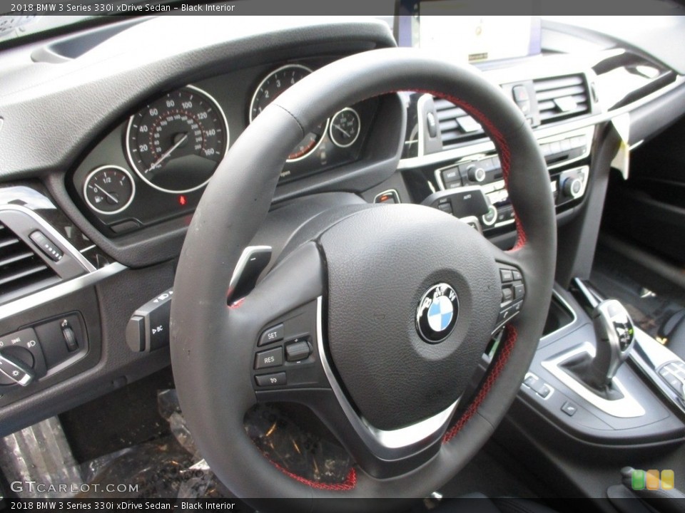 Black Interior Steering Wheel for the 2018 BMW 3 Series 330i xDrive Sedan #124830775