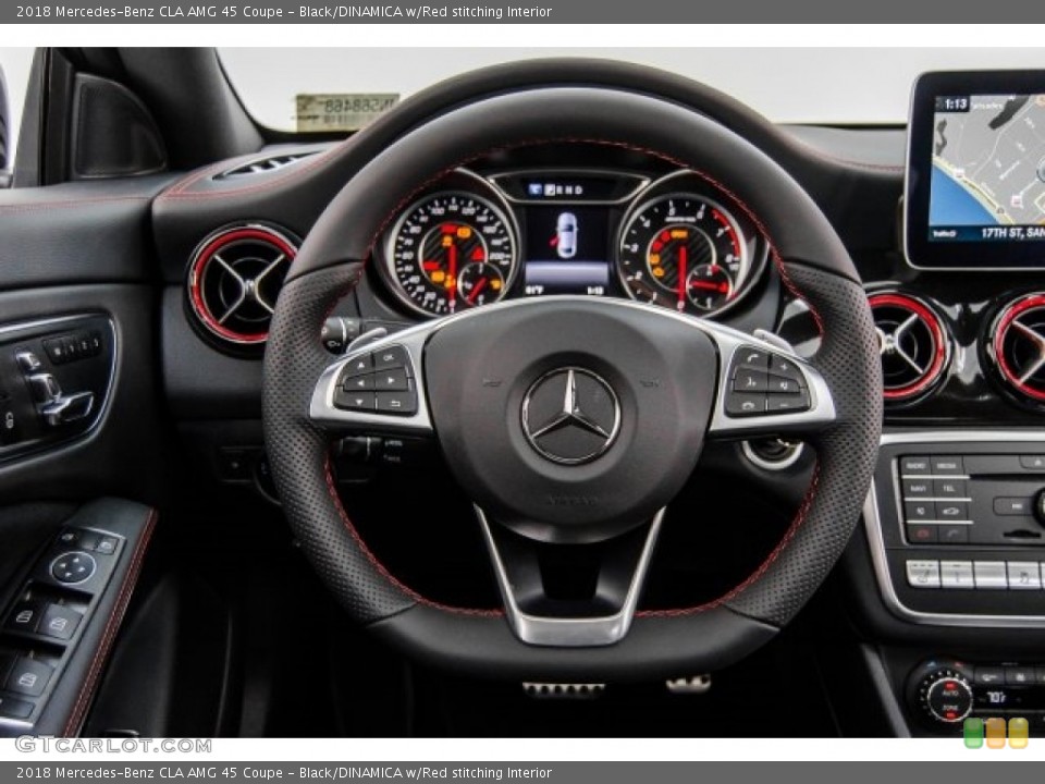 Black/DINAMICA w/Red stitching Interior Steering Wheel for the 2018 Mercedes-Benz CLA AMG 45 Coupe #124880319