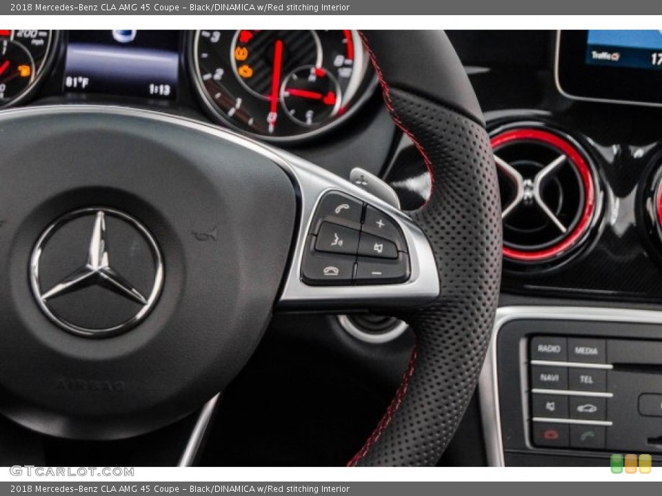 Black/DINAMICA w/Red stitching Interior Controls for the 2018 Mercedes-Benz CLA AMG 45 Coupe #124880340
