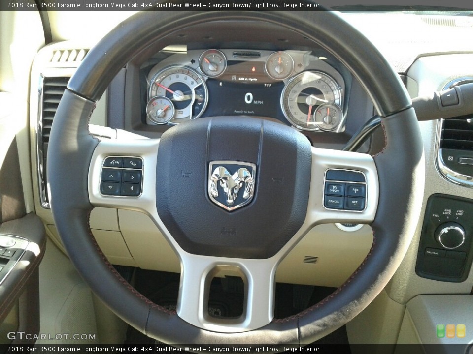Canyon Brown/Light Frost Beige Interior Steering Wheel for the 2018 Ram 3500 Laramie Longhorn Mega Cab 4x4 Dual Rear Wheel #124914080