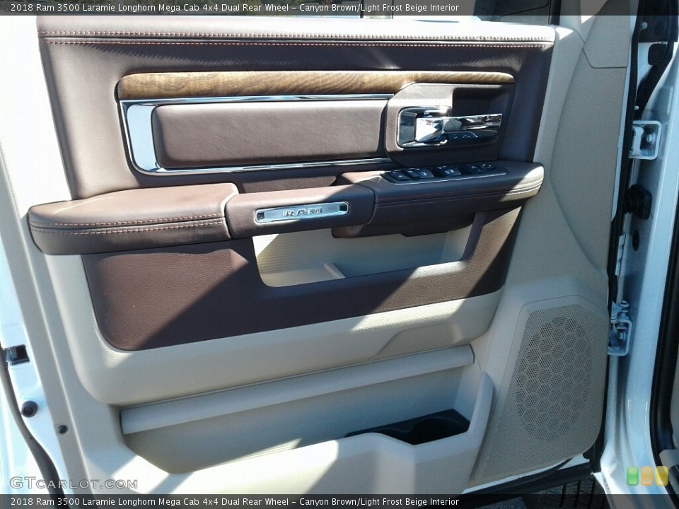 Canyon Brown/Light Frost Beige Interior Door Panel for the 2018 Ram 3500 Laramie Longhorn Mega Cab 4x4 Dual Rear Wheel #124914107