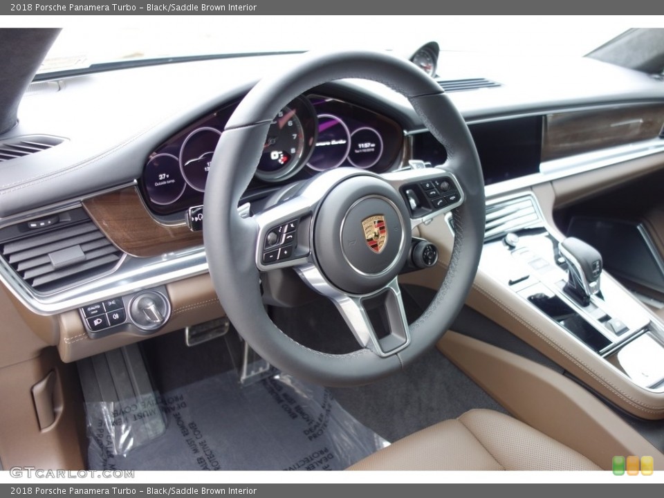 Black/Saddle Brown Interior Steering Wheel for the 2018 Porsche Panamera Turbo #124924490