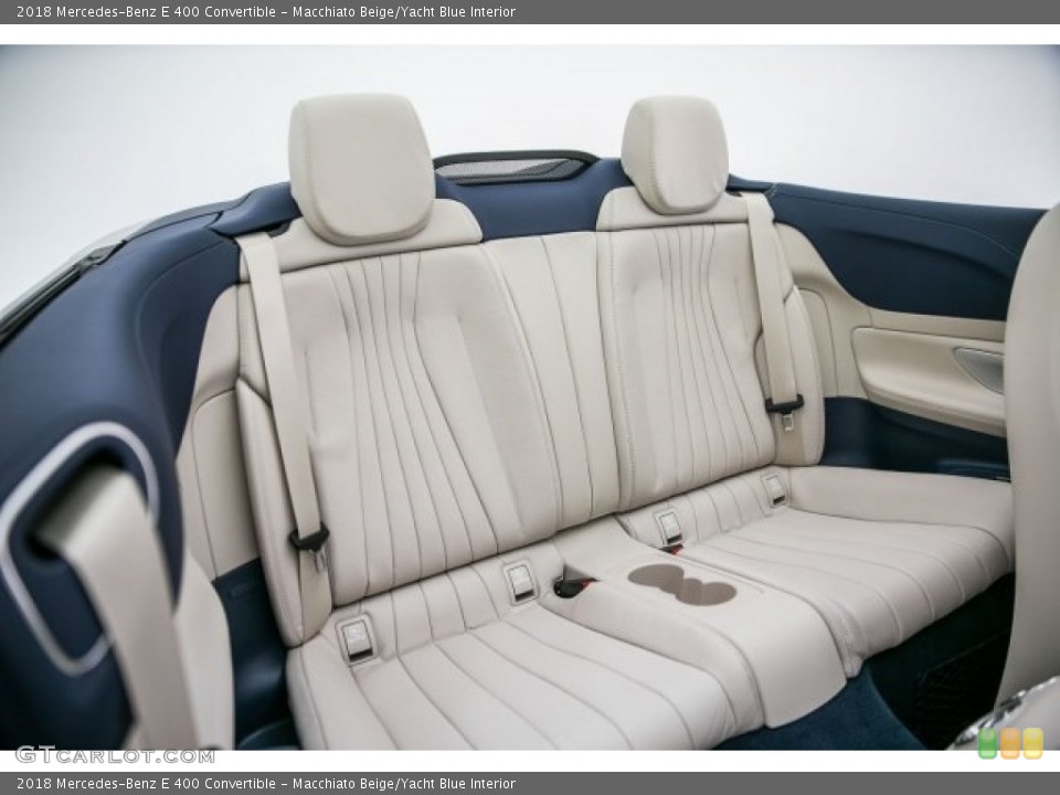 Macchiato Beige/Yacht Blue Interior Rear Seat for the 2018 Mercedes-Benz E 400 Convertible #124965897