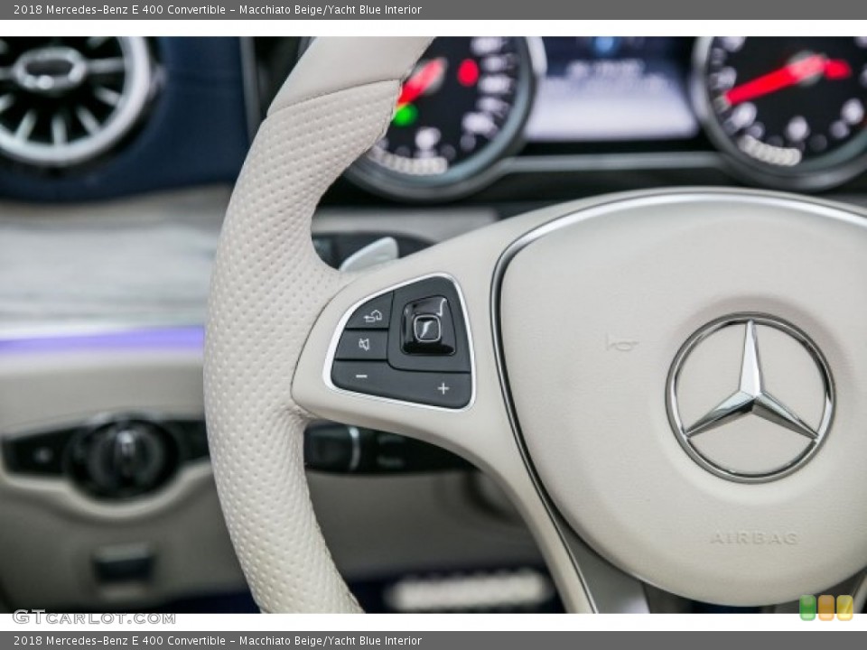 Macchiato Beige/Yacht Blue Interior Controls for the 2018 Mercedes-Benz E 400 Convertible #124965978