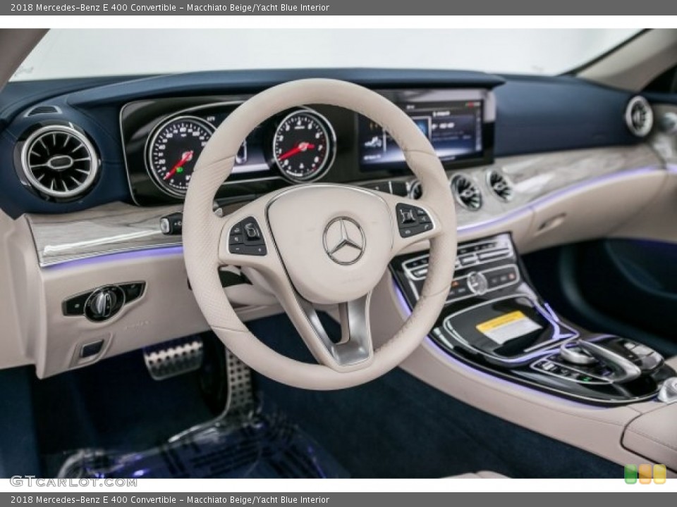 Macchiato Beige/Yacht Blue Interior Dashboard for the 2018 Mercedes-Benz E 400 Convertible #124966011