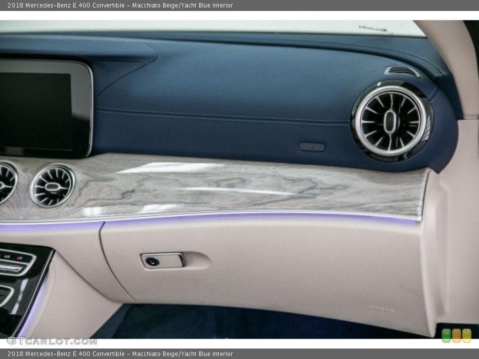 Macchiato Beige/Yacht Blue Interior Dashboard for the 2018 Mercedes-Benz E 400 Convertible #124966122