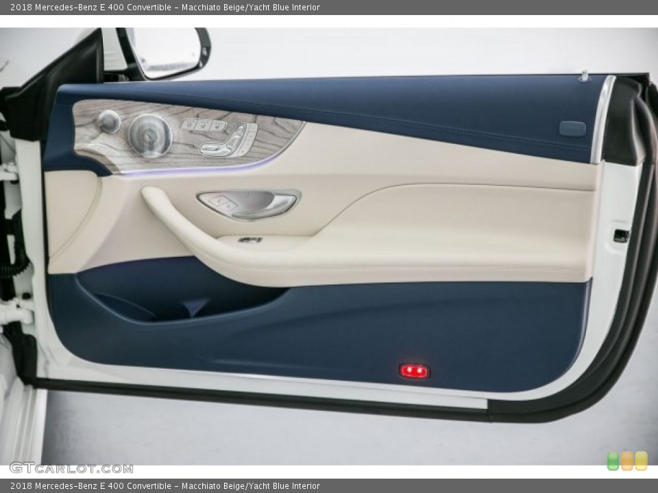 Macchiato Beige/Yacht Blue Interior Door Panel for the 2018 Mercedes-Benz E 400 Convertible #124966158