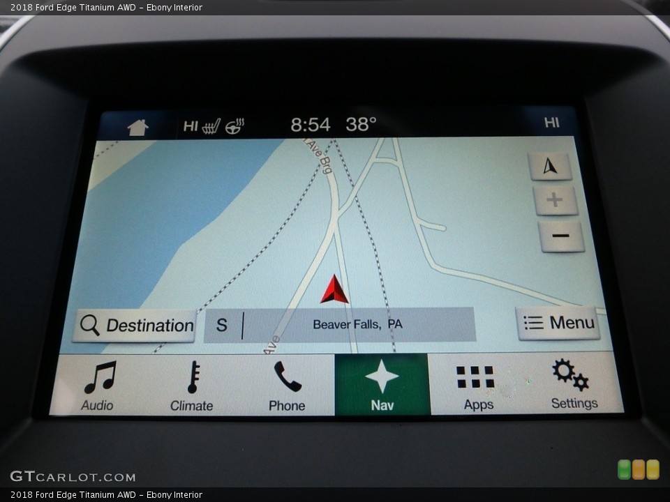Ebony Interior Navigation for the 2018 Ford Edge Titanium AWD #125043481