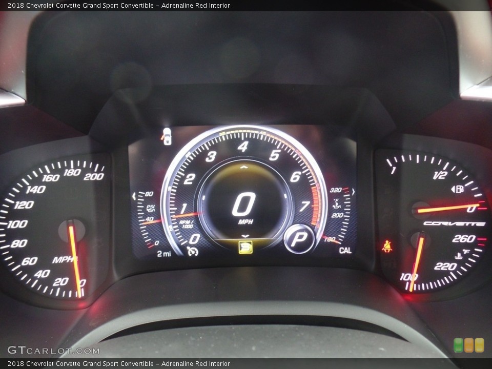 Adrenaline Red Interior Gauges for the 2018 Chevrolet Corvette Grand Sport Convertible #125209399
