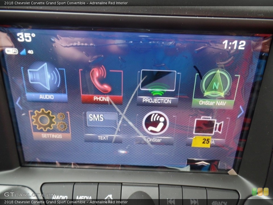 Adrenaline Red Interior Controls for the 2018 Chevrolet Corvette Grand Sport Convertible #125209453