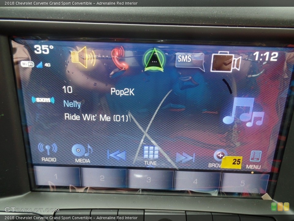 Adrenaline Red Interior Controls for the 2018 Chevrolet Corvette Grand Sport Convertible #125209480