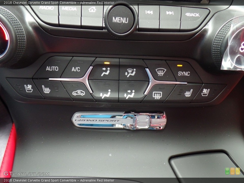 Adrenaline Red Interior Controls for the 2018 Chevrolet Corvette Grand Sport Convertible #125209570