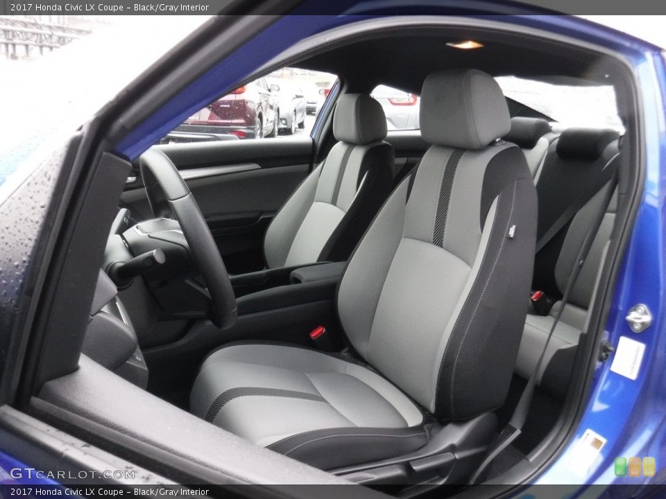 Black/Gray Interior Front Seat for the 2017 Honda Civic LX Coupe #125211598