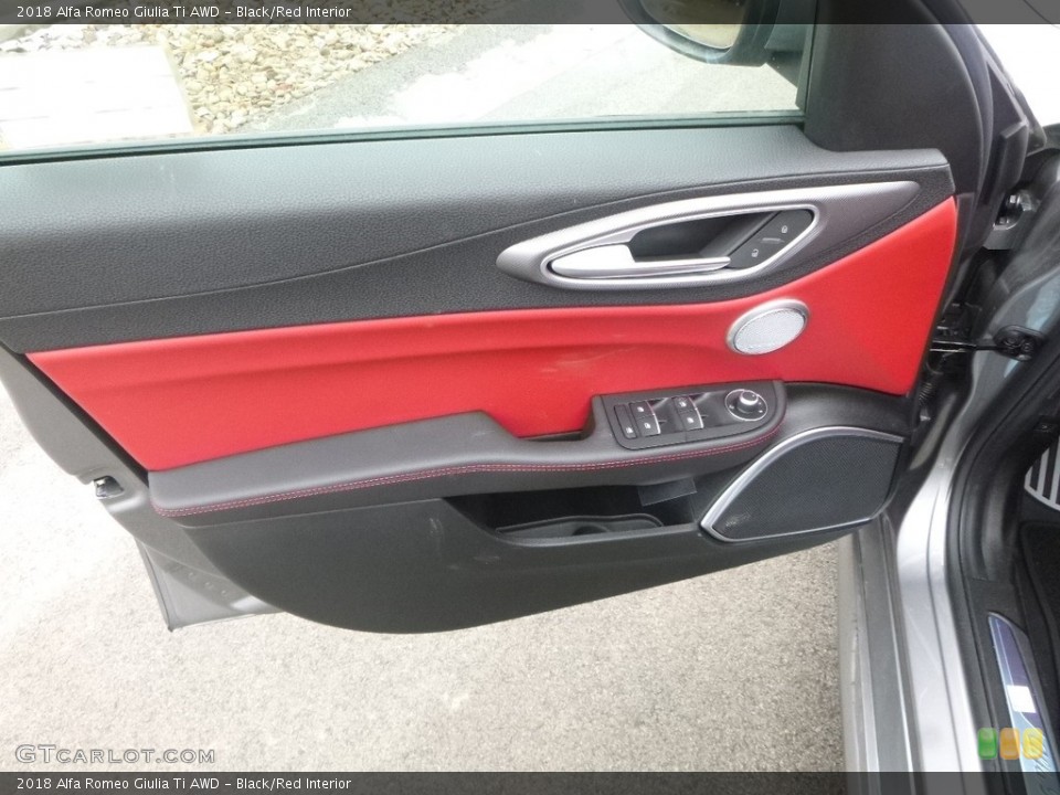 Black/Red Interior Door Panel for the 2018 Alfa Romeo Giulia Ti AWD #125223046